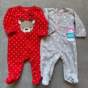 Carter’s baby girl fleece footed sleeper pajama bundle size 3 Month